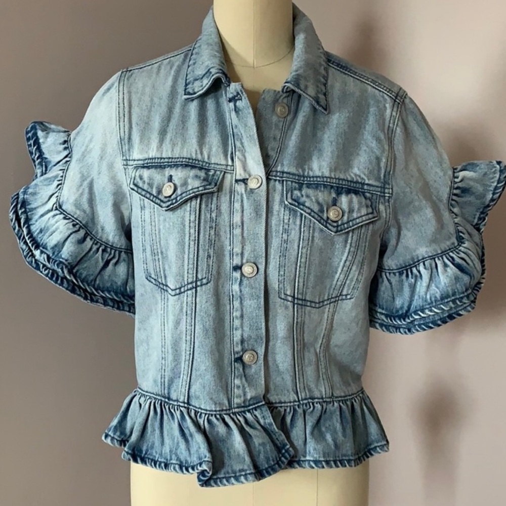 Ruffle cropped denim Jacket